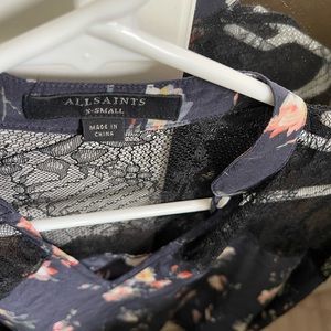 All saints blouse sheer long sleeve